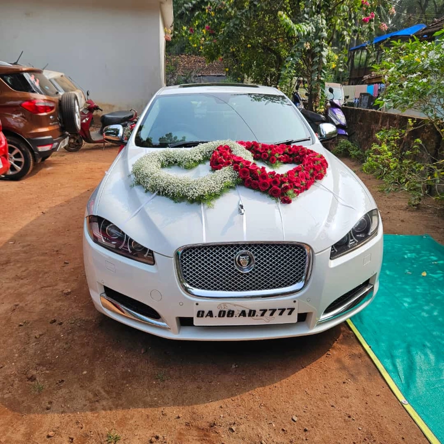 Jaguar XF  Wedding car decorations, Wedding car, Wedding car deco